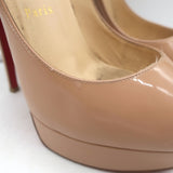 Christian Louboutin Lady Peep 150 Platform Pumps Nude Patent Leather Size 37.5