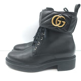 Gucci GG Marmont Combat Boots Black Leather Size 36 Lace-Up Ankle Boots