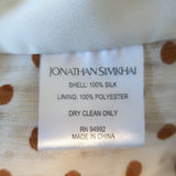 Jonathan Simkhai Monica Blouse Cream Polka Dot Silk Size Medium Long Sleeve Top