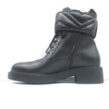 Gucci GG Marmont Combat Boots Black Leather Size 36 Lace-Up Ankle Boots