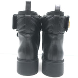 Gucci GG Marmont Combat Boots Black Leather Size 36 Lace-Up Ankle Boots