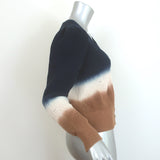 Veronica Beard JEANS Parula Tie Dye Puff Sleeve Cardigan Navy/Tan Size Medium