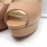 Christian Louboutin Lady Peep 150 Platform Pumps Nude Patent Leather Size 37.5