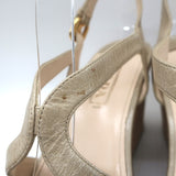 Prada Cork Platform Wedge Sandals Taupe Leather Size 39.5