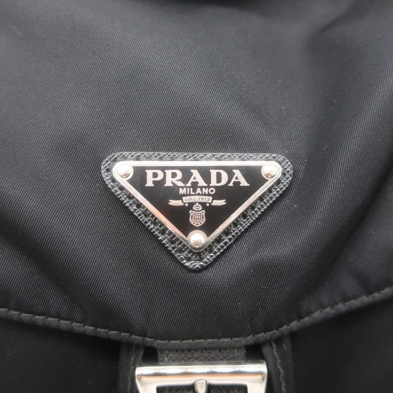 Prada Medium Re-Nylon Saffiano Leather-Trim Backpack Black