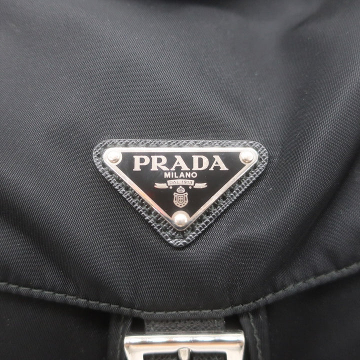 Prada Medium Re-Nylon Saffiano Leather-Trim Backpack Black