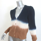Veronica Beard JEANS Parula Tie Dye Puff Sleeve Cardigan Navy/Tan Size Medium