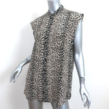 Saint Laurent Sleeveless Button Up Blouse Leopard Print Silk Size 36