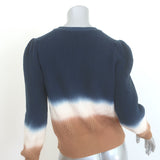 Veronica Beard JEANS Parula Tie Dye Puff Sleeve Cardigan Navy/Tan Size Medium