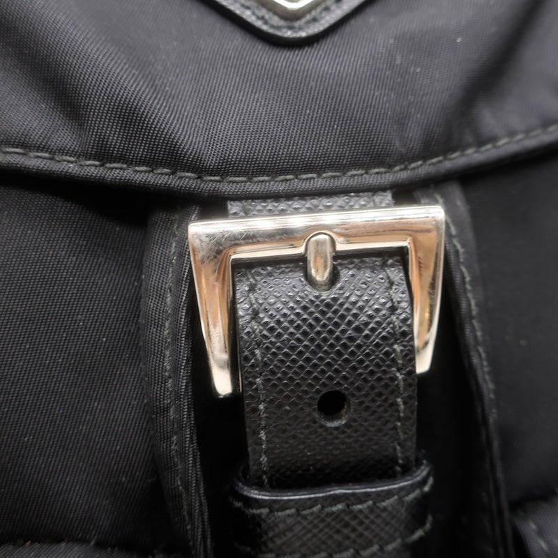 Prada Medium Re-Nylon Saffiano Leather-Trim Backpack Black