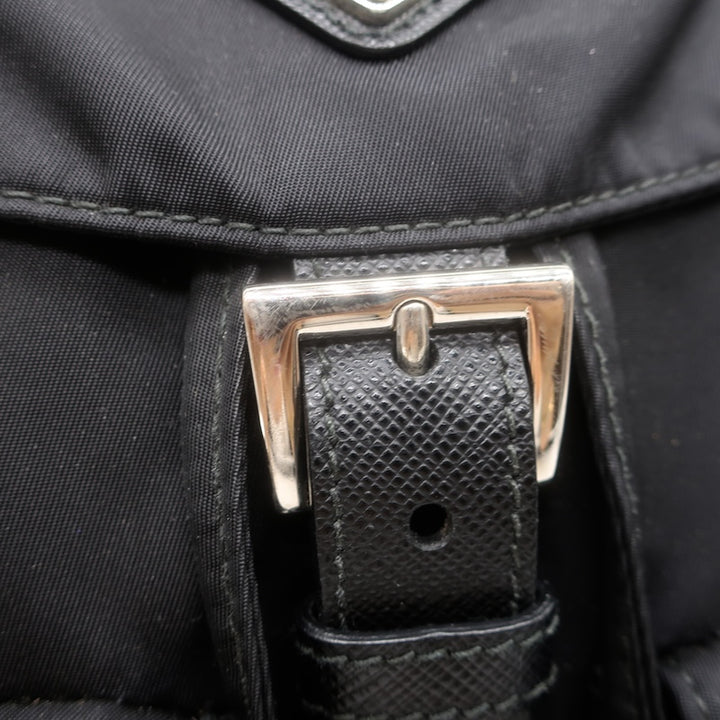 Prada Medium Re-Nylon Saffiano Leather-Trim Backpack Black