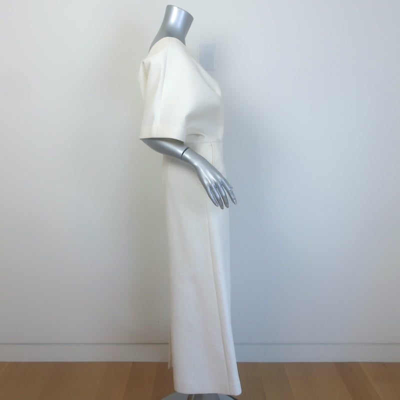 LE17SEPTEMBRE Gathered Cotton Cloque Midi Dress Ivory Size 38