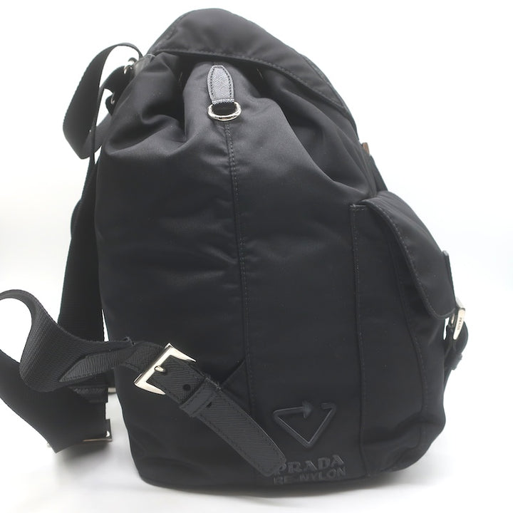 Prada Medium Re-Nylon Saffiano Leather-Trim Backpack Black