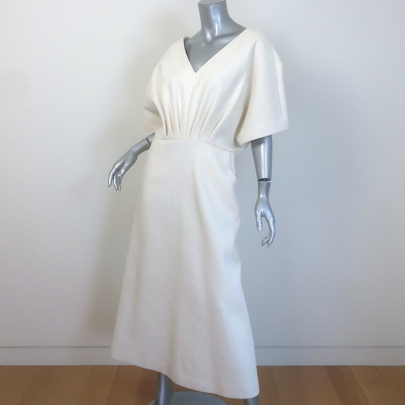 LE17SEPTEMBRE Gathered Cotton Cloque Midi Dress Ivory Size 38
