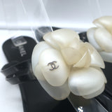 Chanel Jelly Camellia Thong Sandals Black Size 39 Flat Flip Flops