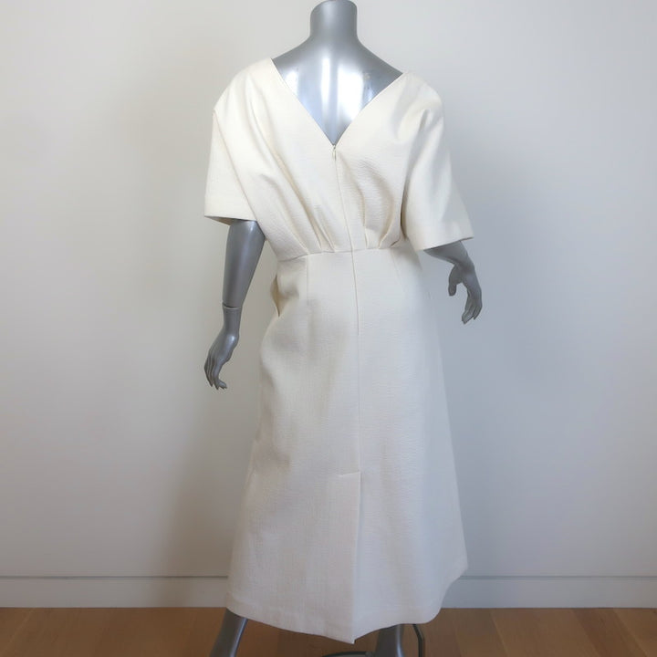 LE17SEPTEMBRE Gathered Cotton Cloque Midi Dress Ivory Size 38
