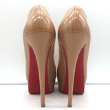 Christian Louboutin Lady Peep 150 Platform Pumps Nude Patent Leather Size 37.5