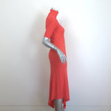A.L.C. Erynna Asymmetric Turtleneck Dress Persimmon Ribbed Knit Size Medium NEW