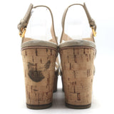 Prada Cork Platform Wedge Sandals Taupe Leather Size 39.5