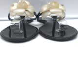 Chanel Jelly Camellia Thong Sandals Black Size 39 Flat Flip Flops