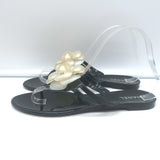Chanel Jelly Camellia Thong Sandals Black Size 39 Flat Flip Flops