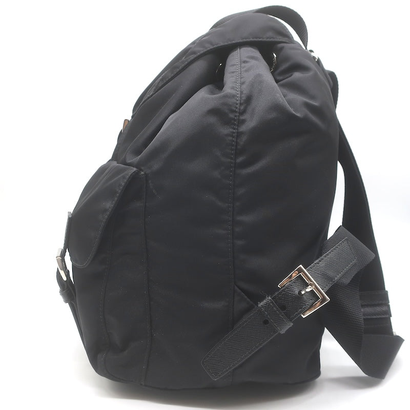 Prada Medium Re-Nylon Saffiano Leather-Trim Backpack Black