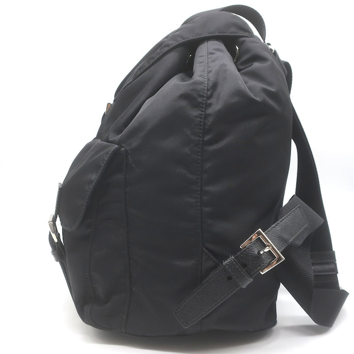 Prada Medium Re-Nylon Saffiano Leather-Trim Backpack Black