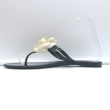 Chanel Jelly Camellia Thong Sandals Black Size 39 Flat Flip Flops