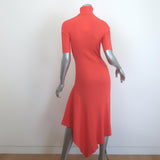 A.L.C. Erynna Asymmetric Turtleneck Dress Persimmon Ribbed Knit Size Medium NEW