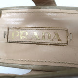 Prada Cork Platform Wedge Sandals Taupe Leather Size 39.5