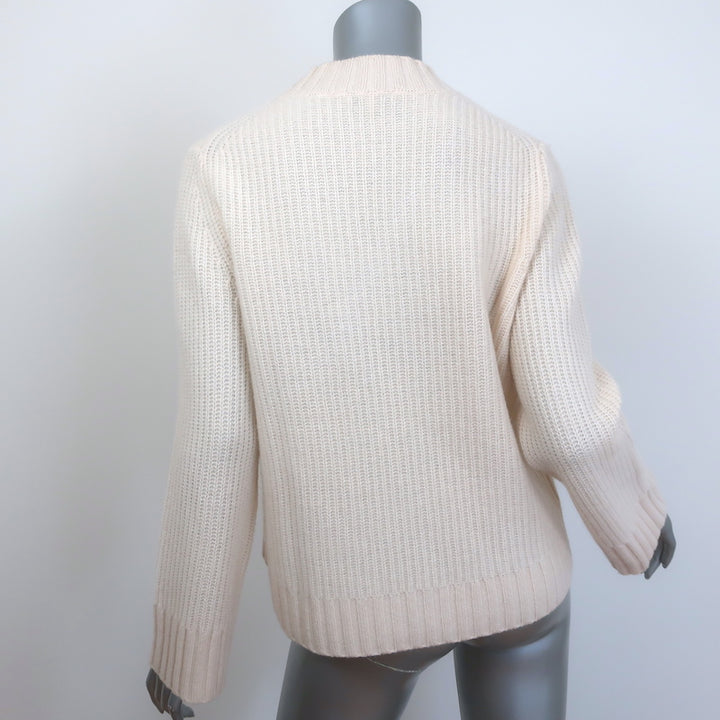 White + Warren Cashmere Cable Knit Sweater Cream Size Medium