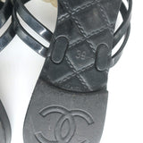 Chanel Jelly Camellia Thong Sandals Black Size 39 Flat Flip Flops
