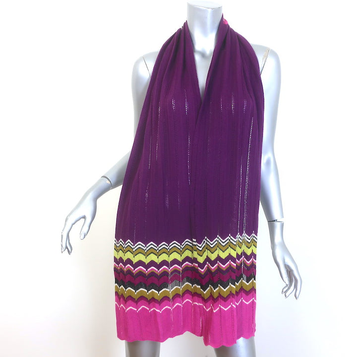 Missoni x Target Zig Zag Pointelle Knit Scarf Purple/Pink Wool-Blend