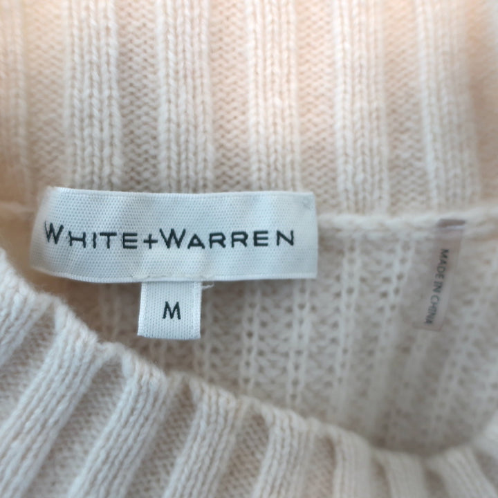 White + Warren Cashmere Cable Knit Sweater Cream Size Medium