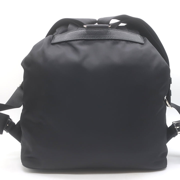 Prada Medium Re-Nylon Saffiano Leather-Trim Backpack Black
