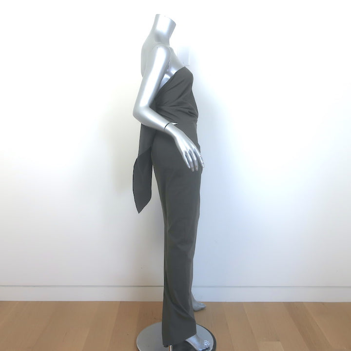 Cortana Strapless Tie-Back Maxi Dress Gray Wool-Blend Size 40