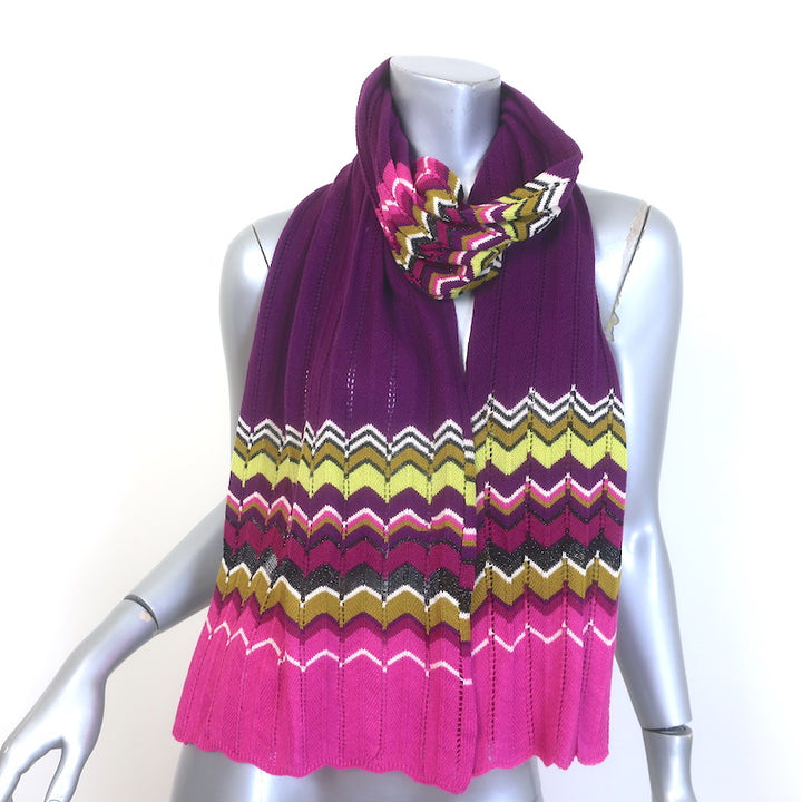 Missoni x Target Zig Zag Pointelle Knit Scarf Purple/Pink Wool-Blend