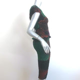 Dries Van Noten Matching Top & Skirt Set Multicolor Smocked Silk Size Small NEW