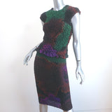 Dries Van Noten Matching Top & Skirt Set Multicolor Smocked Silk Size Small NEW