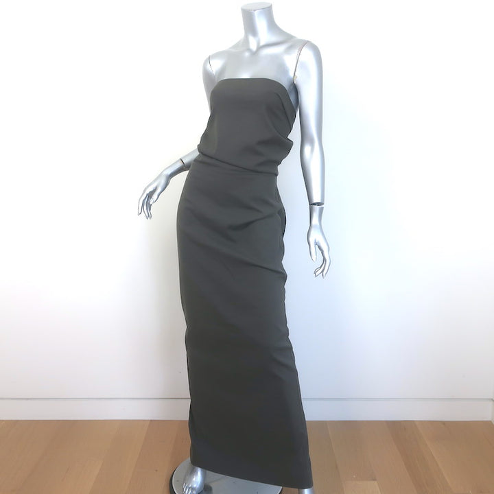 Cortana Strapless Tie-Back Maxi Dress Gray Wool-Blend Size 40