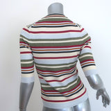 Veronica Beard Kavya Striped Short Sleeve Ribbed Sweater Multi Size Small NEW