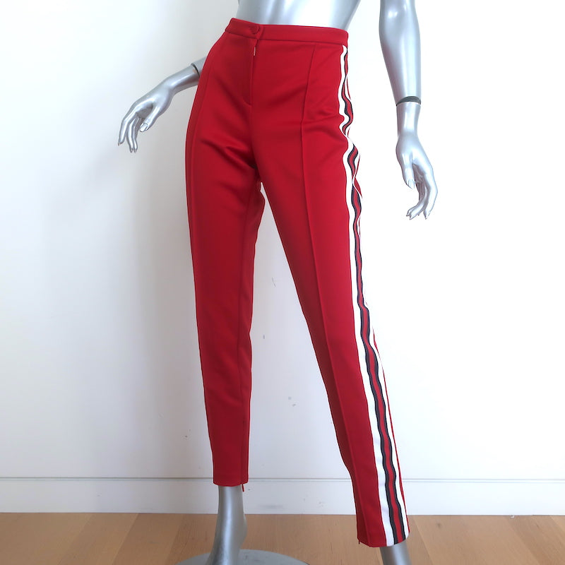 Gucci Sylvie Striped Leggings Red Technical Jersey Size Large Skinny Pants