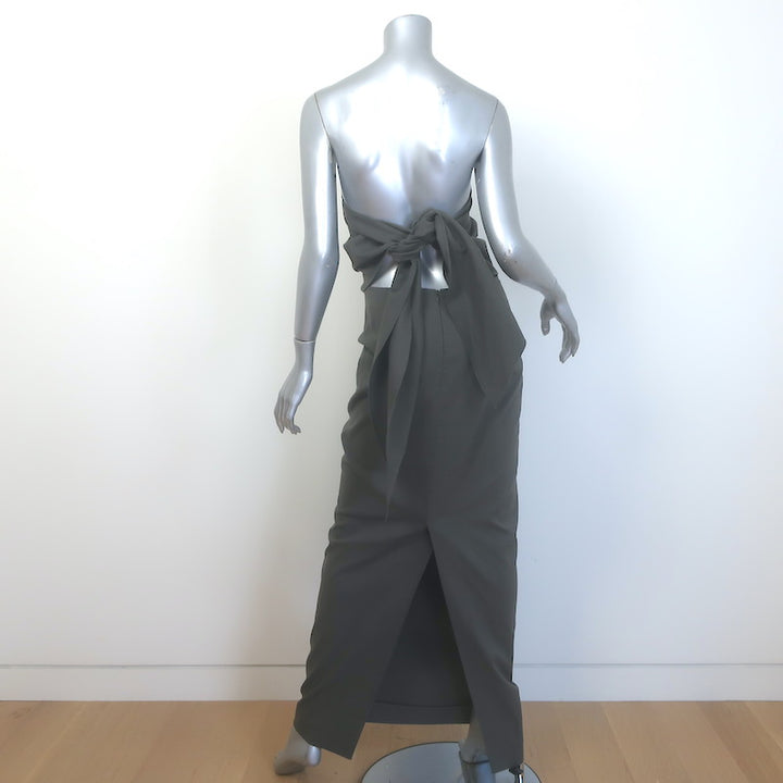Cortana Strapless Tie-Back Maxi Dress Gray Wool-Blend Size 40