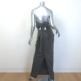 Cortana Strapless Tie-Back Maxi Dress Gray Wool-Blend Size 40