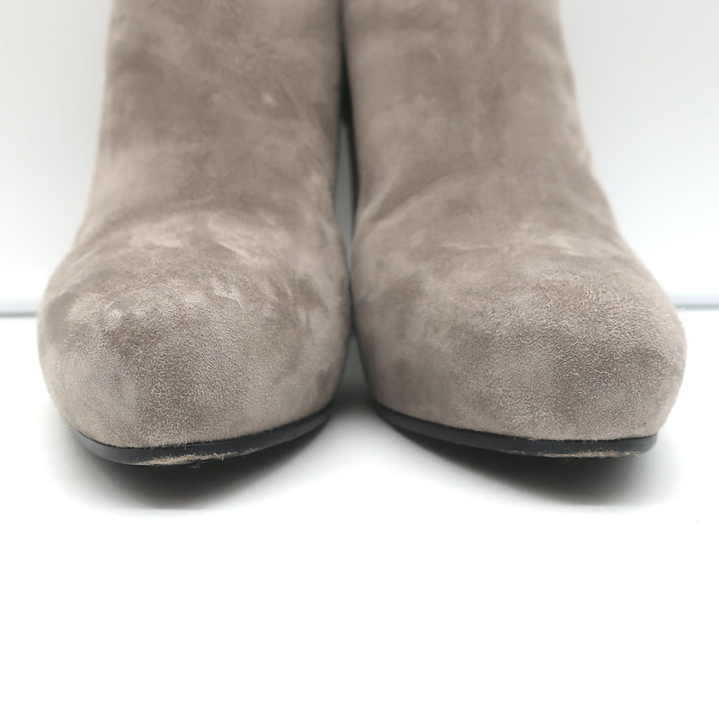 Prada Ankle Boots Taupe Suede Size 37 Hidden Platform Booties
