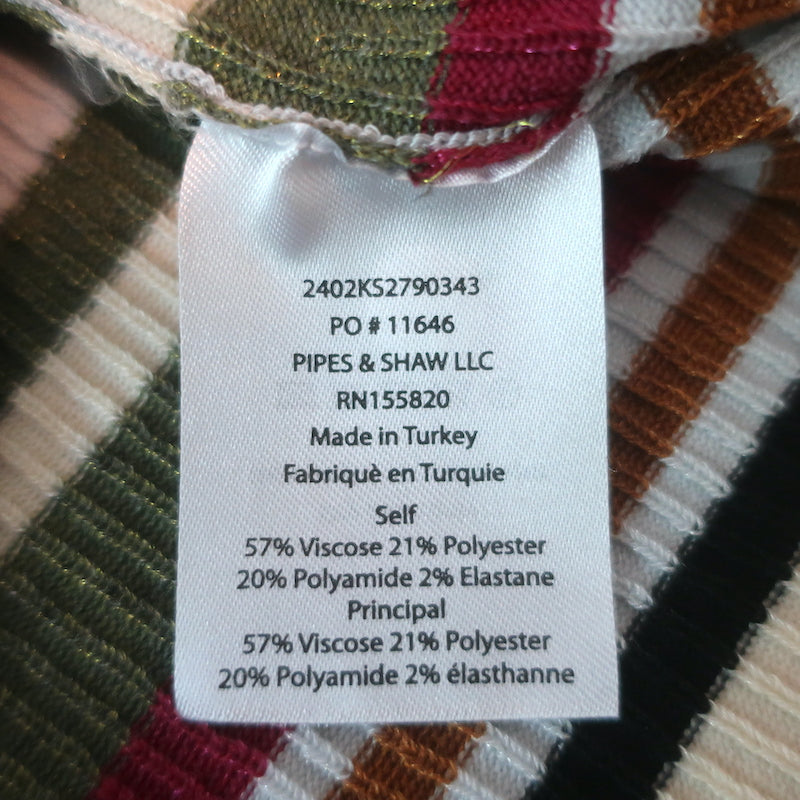Veronica Beard Kavya Striped Short Sleeve Ribbed Sweater Multi Size Small NEW