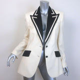 Dolce & Gabbana Contrast-Lapel Blazer Cream/Black Wool-Blend Size 44