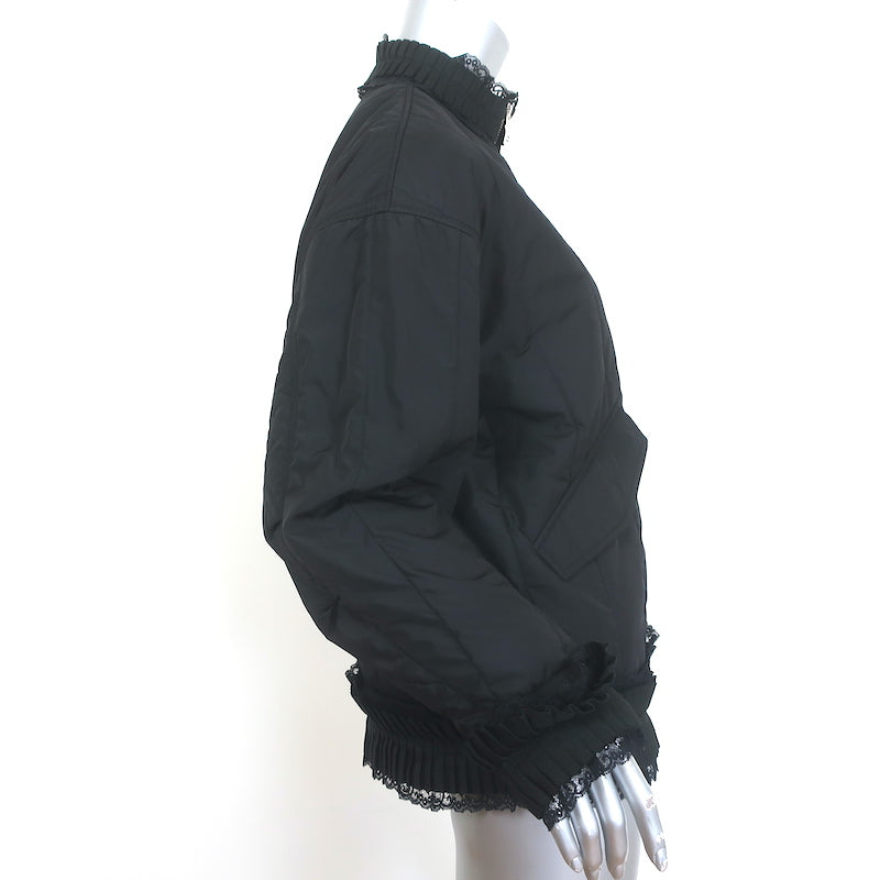 MM6 Maison Margiela Ruffled Lace-Trim Bomber Jacket Black Size 38