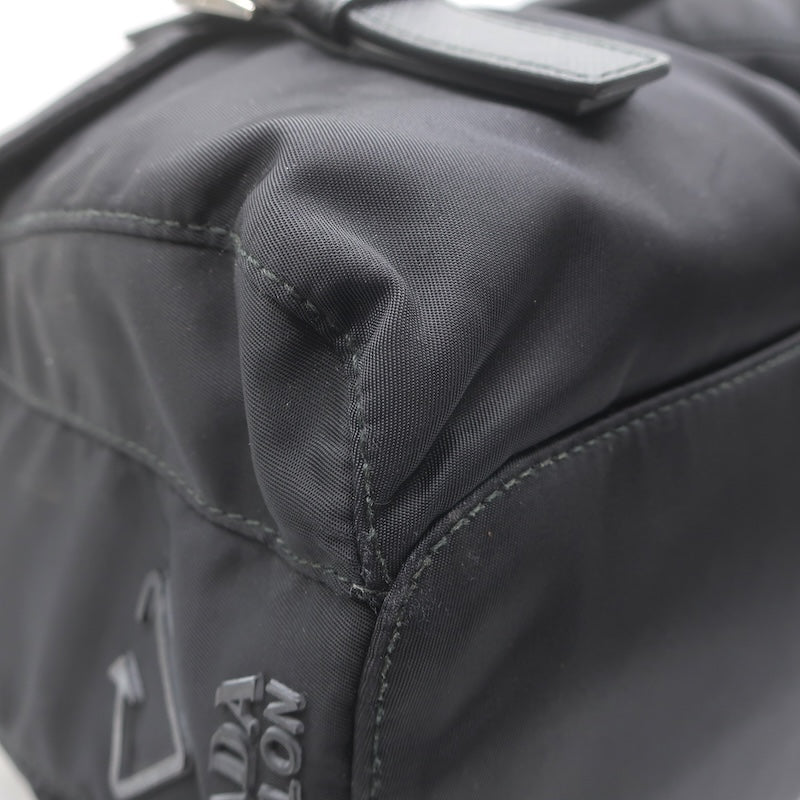 Prada Medium Re-Nylon Saffiano Leather-Trim Backpack Black