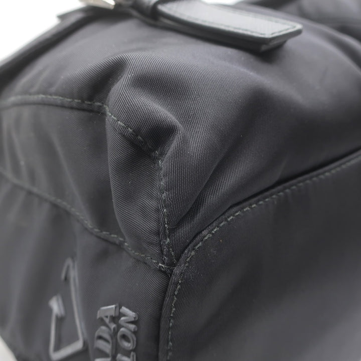 Prada Medium Re-Nylon Saffiano Leather-Trim Backpack Black
